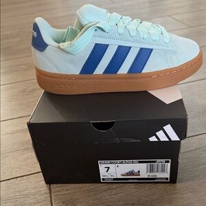 Adidas Grand Court Alpha 00’s Light Blue Sneakers with Blue Stripes